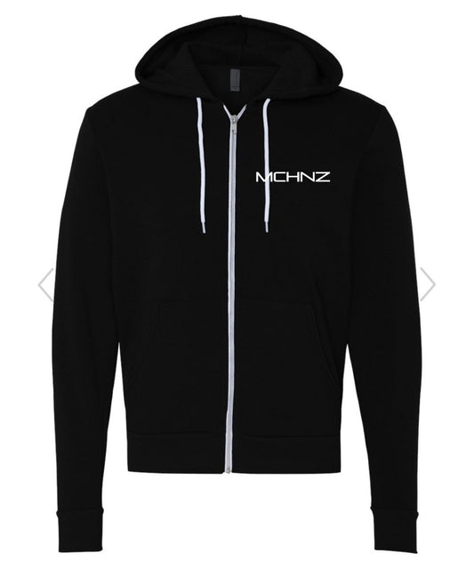MCHNZ White Logo Zip-Up Hooded Fleece - unisex fit