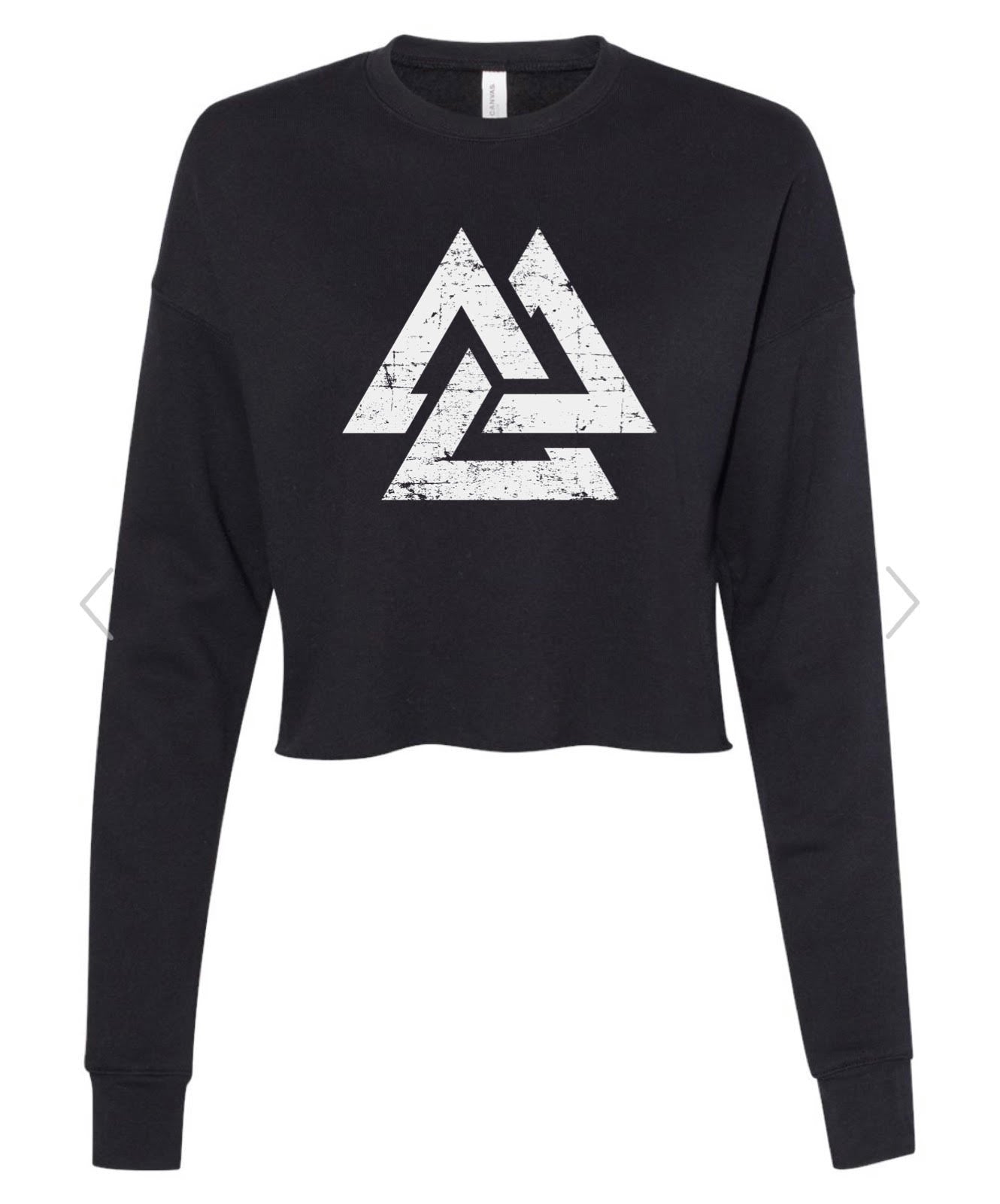 White Logo Women's Crop Crew Fleece